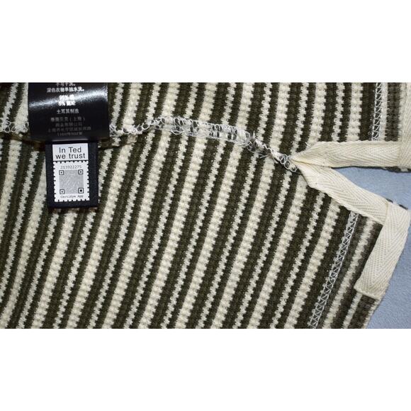 B5 NWT TED BAKER Khaki Striped Textured Knit Cotton LS Polo Shirt Sz 2 $175 - Picture 7 of 7